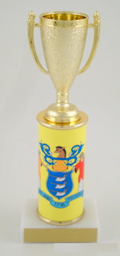 New Jersey Flag Original Metal Roll Column Cup Trophy-Trophies-Schoppy&