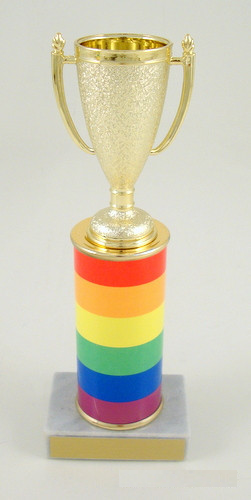 LGBTQ Pride Flag Custom Round Column Cup Trophy-Trophies-Schoppy's Since 1921