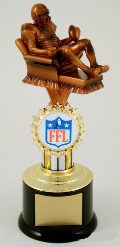 Recliner Fantasy Football Trophy on Black Round Base-Trophies-Schoppy's Since 1921