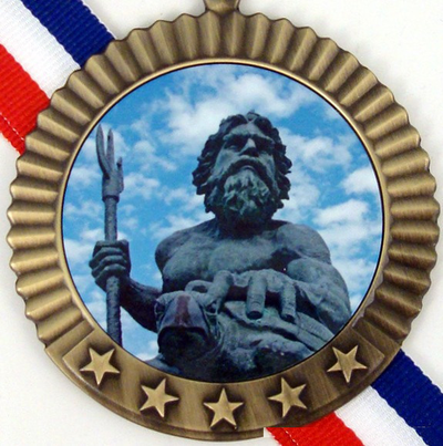 Gold Medal with King Neptune Logo 5 Stars-Medals-Schoppy's Since 1921