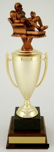 Fantasy Football Recliner Trophy on Black Marble and Wood Base-Trophies-Schoppy's Since 1921