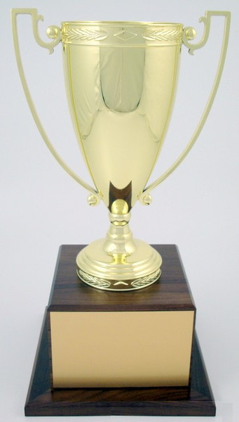 Trophy Cup - Large Gold Metal on Walnut Base-Trophies-Schoppy's Since 1921