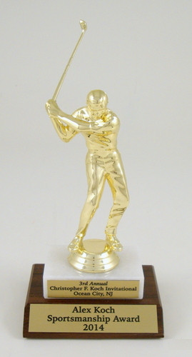 Golf Trophy on Marble and Wood Base-Trophies-Schoppy's Since 1921