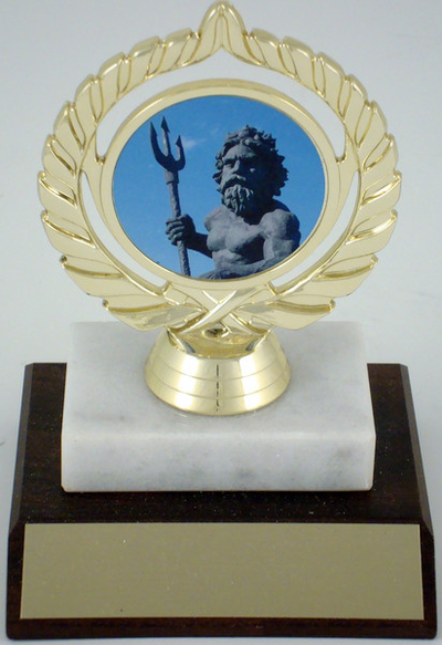 King Neptune Logo on Marble & Wood Base-Trophies-Schoppy's Since 1921