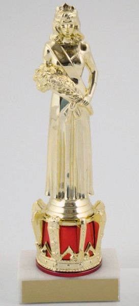 Beauty Queen Trophy with Crown on Marble Base Small-Trophies-Schoppy&
