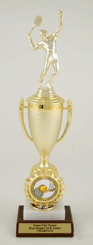 Trophy Cups Piano Finish Black Wood Base with Personalized Gold Plate