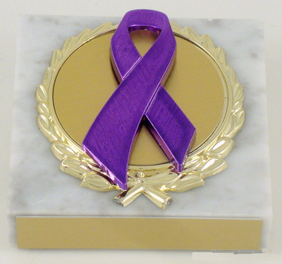 Awareness Ribbon White Marble Paperweight-Paperweight-Schoppy's Since 1921