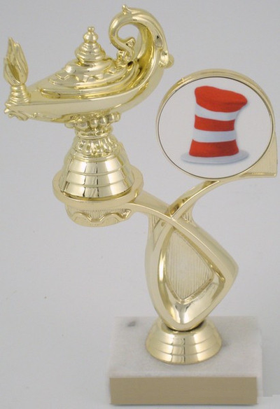 Lamp of Learning Trophy With Hat Logo in Offset-Trophies-Schoppy's Since 1921