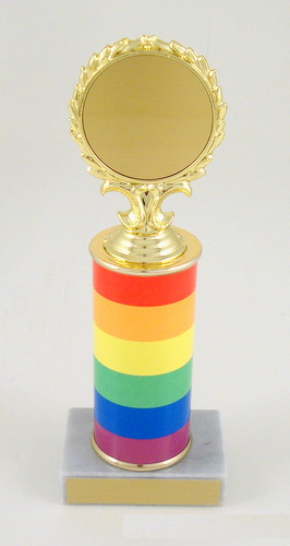 LGBTQ Pride Flag Custom Round Column Logo Trophy-Trophies-Schoppy's Since 1921