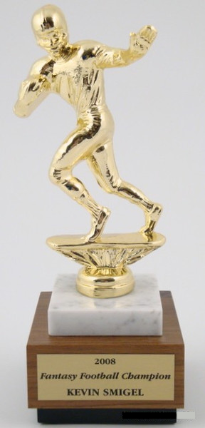 Football Trophy on Marble with Walnut Base-Trophies-Schoppy's Since 1921