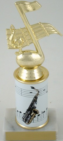 Saxophone Trophy with Custom Round Column-Trophies-Schoppy's Since 1921