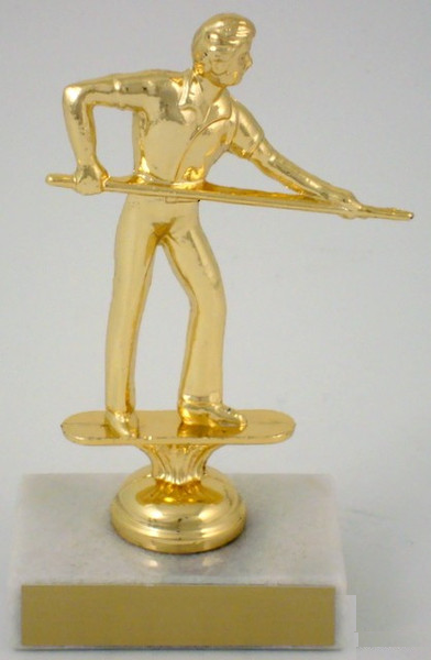 Metal Billiards Trophy On Marble-Trophies-Schoppy's Since 1921