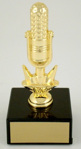 Golden Microphone Trophy on Marble-Trophies-Schoppy's Since 1921