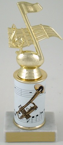 Trumpet Trophy with Custom Round Column-Trophies-Schoppy's Since 1921