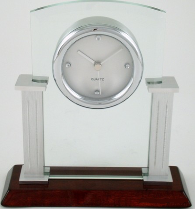 Leeber Glass Desk Clock-Clock-Schoppy's Since 1921