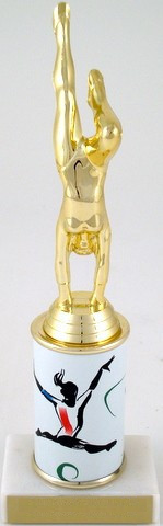 Handstand Female Trophy with Custom Round Column-Trophies-Schoppy's Since 1921
