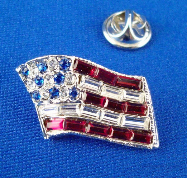 Rhinestone American Flag Pin-Jewelry-Schoppy&
