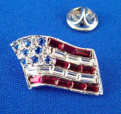 Rhinestone American Flag Pin-Jewelry-Schoppy's Since 1921