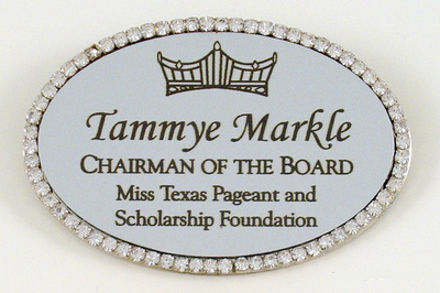 Rhinestone Border Metal Pageant Name Badge-Name Tag-Schoppy's Since 1921
