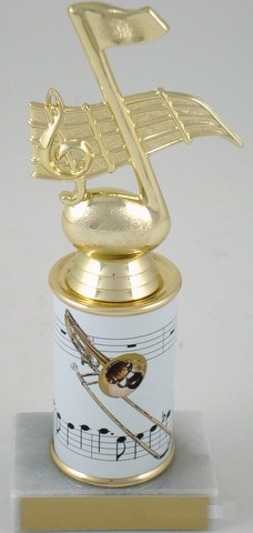 Trombone Trophy with Custom Round Column-Trophies-Schoppy&