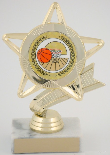 Star Mylar Holder Basketball Trophy on Marble Base-Trophies-Schoppy&