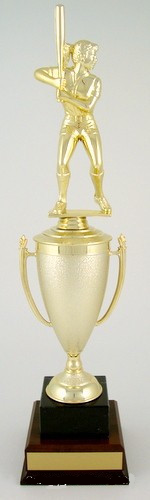Softball Cup Trophy on Black Marble and Wood Base-Trophies-Schoppy's Since 1921