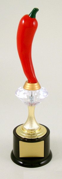 Chili Pepper Diamond Riser Trophy on Black Round Base-Trophies-Schoppy's Since 1921