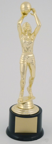 Female Basketball Trophy on Black Round Base-Trophies-Schoppy's Since 1921