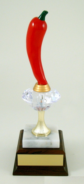 Chili Pepper Diamond Riser Trophy on Wood Base-Trophies-Schoppy's Since 1921