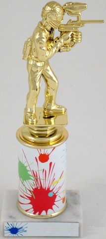 Paintball Trophy On Splatter Round Column-Trophies-Schoppy's Since 1921