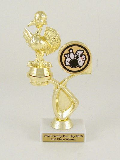 Turkey Bowler Offset Riser Trophy on Marble Base-Trophies-Schoppy's Since 1921