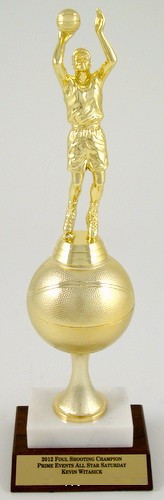 Push Shot Trophy on Basketball Riser-Trophies-Schoppy's Since 1921