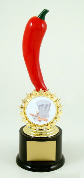 Chili Cooking Contest Starred Logo Trophy on Black Round Base-Trophies-Schoppy's Since 1921