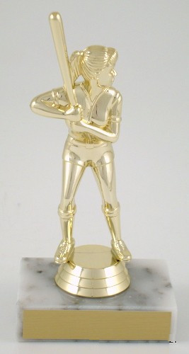 Softball Trophy Female on Marble Base-Trophies-Schoppy's Since 1921