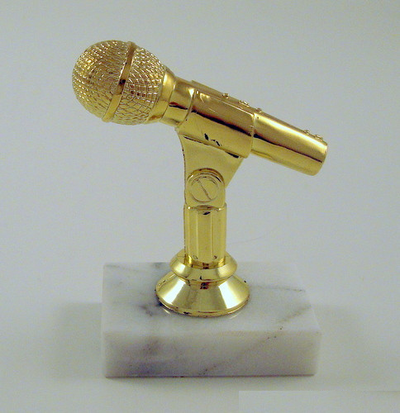 Microphone Trophy on Genuine Marble Base-Trophies-Schoppy's Since 1921
