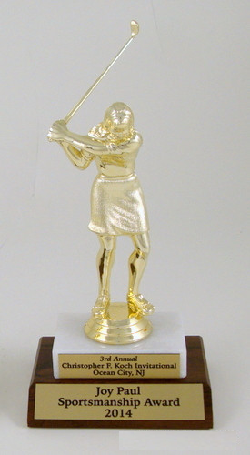 Golf Trophy on Marble and Wood Base-Trophies-Schoppy&