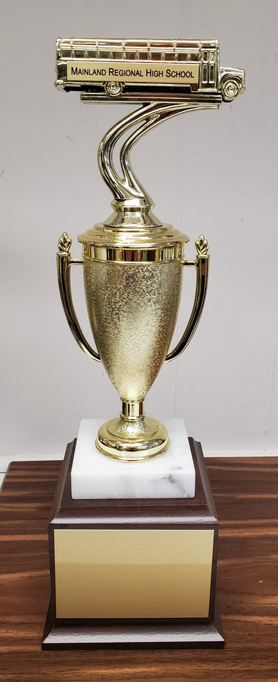 Personalized School Bus Perpetual trophy on Wood base-Trophy-Schoppy's Since 1921