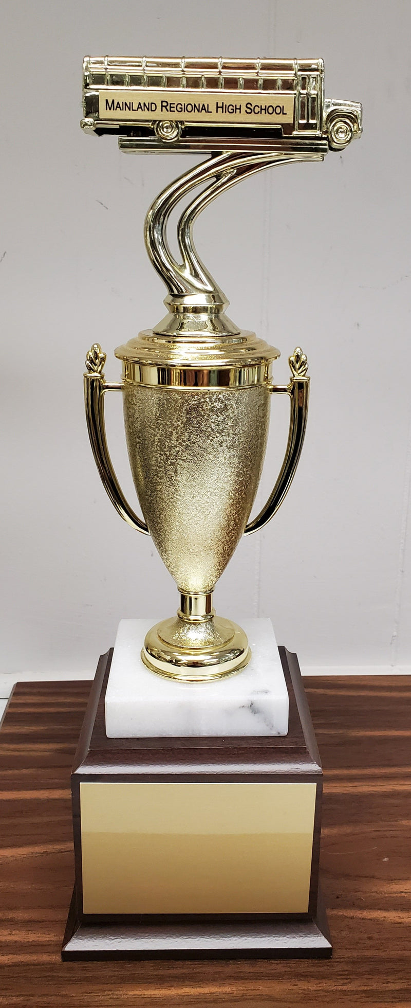 Personalized School Bus Perpetual trophy on Wood base-Trophy-Schoppy&