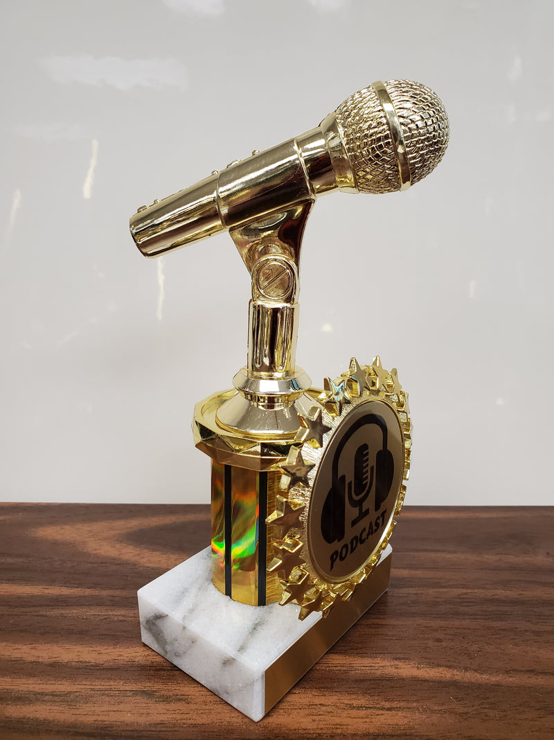 PODCAST Microphone Trophy with Star Logo Holder-Trophy-Schoppy&