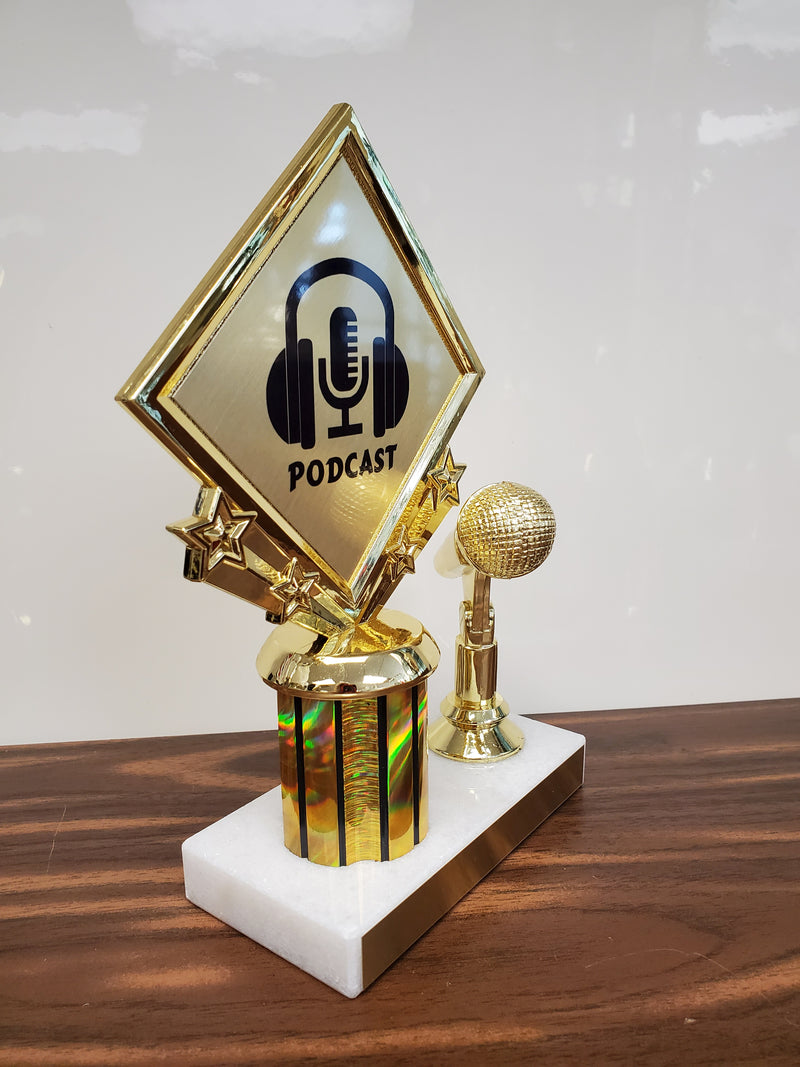 PODCAST Microphone Trophy on Marble Base-Trophy-Schoppy&