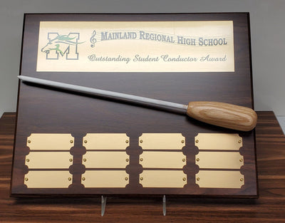 Student Conductor Perpetual Award Plaque with Custom Baton & your Logo or Group-Plaque-Schoppy's Since 1921