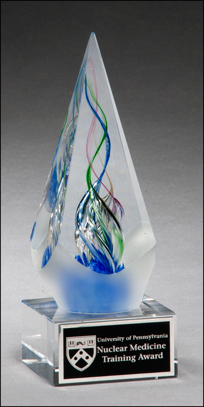 Arrow shaped art glass award with frosted glass accent-Acrylic-Schoppy's Since 1921