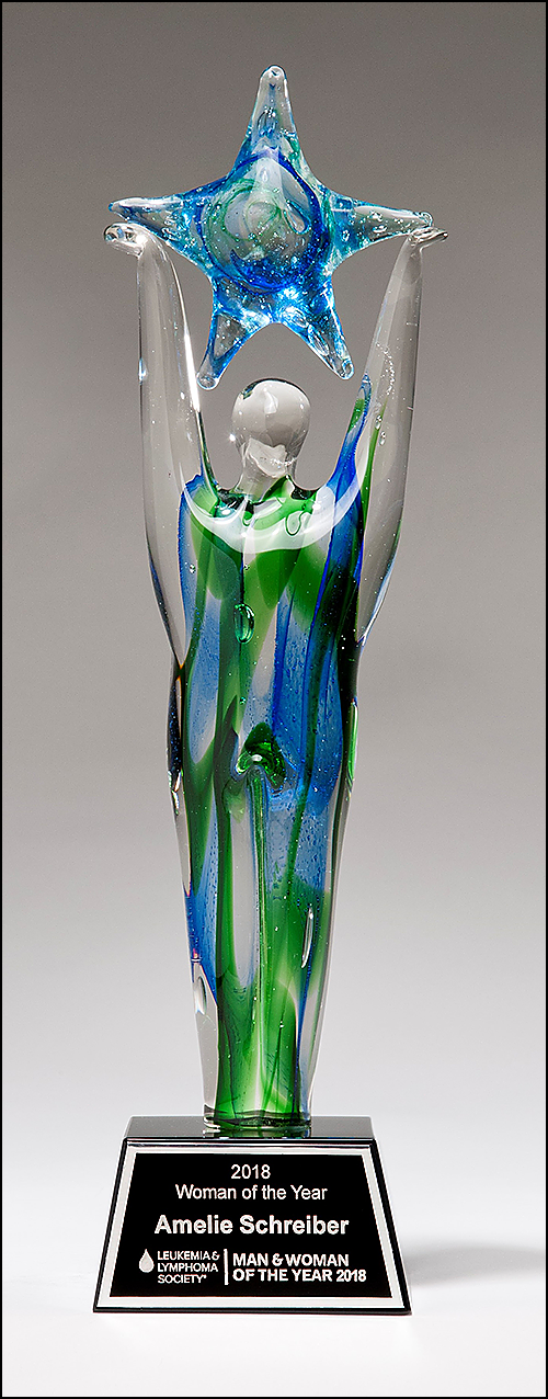 Art Glass Star Achiever Trophy - 2282-Glass & Crystal Award-Schoppy&