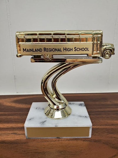 Personalized School Bus Trophy On Marble Base-Trophy-Schoppy's Since 1921