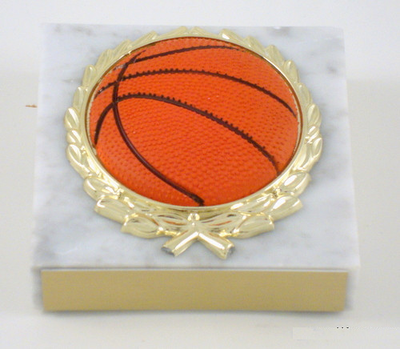 Basketball Paperweight with Relief Ball Logo - White-Paperweight-Schoppy's Since 1921