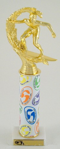 ESA Rainbow Amoeba Trophy with Original Metal Roll Column-Trophies-Schoppy's Since 1921
