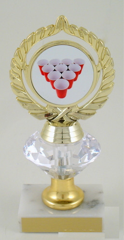 Beer Pong Rack Logo Diamond Riser Trophy Medium-Trophies-Schoppy's Since 1921