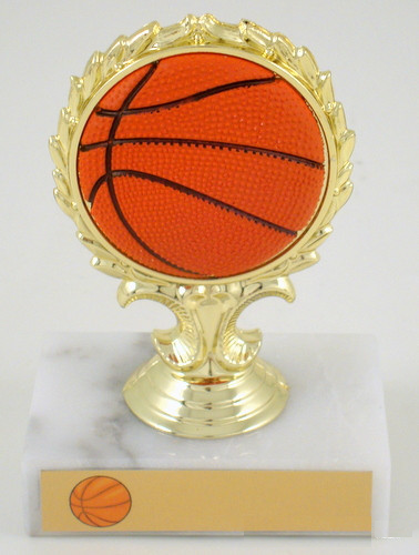 Basketball Trophy with Relief Ball Logo-Trophies-Schoppy's Since 1921