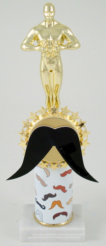 Mustache Achievement Trophy on Original Metal Roll Column-Trophies-Schoppy's Since 1921