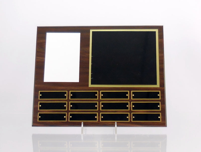 Black on Gold 12" x 15" Perpetual Plaque with Full Color Photo - 12 Plates-Plaque-Schoppy&